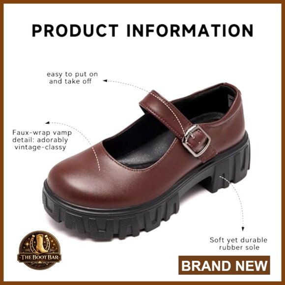 Platform Mary Janes Oxfords Chunky Heel Ankle Strap Dress Shoes True Size - Picture 2 of 6